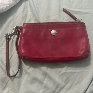 Coach burgundy/dark pink/reddish Leather Wristlet